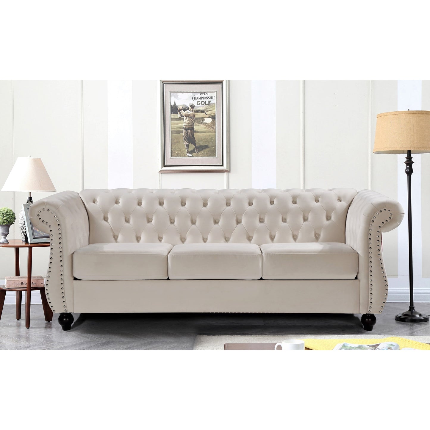 Canapé Chesterfield en velours Kemos