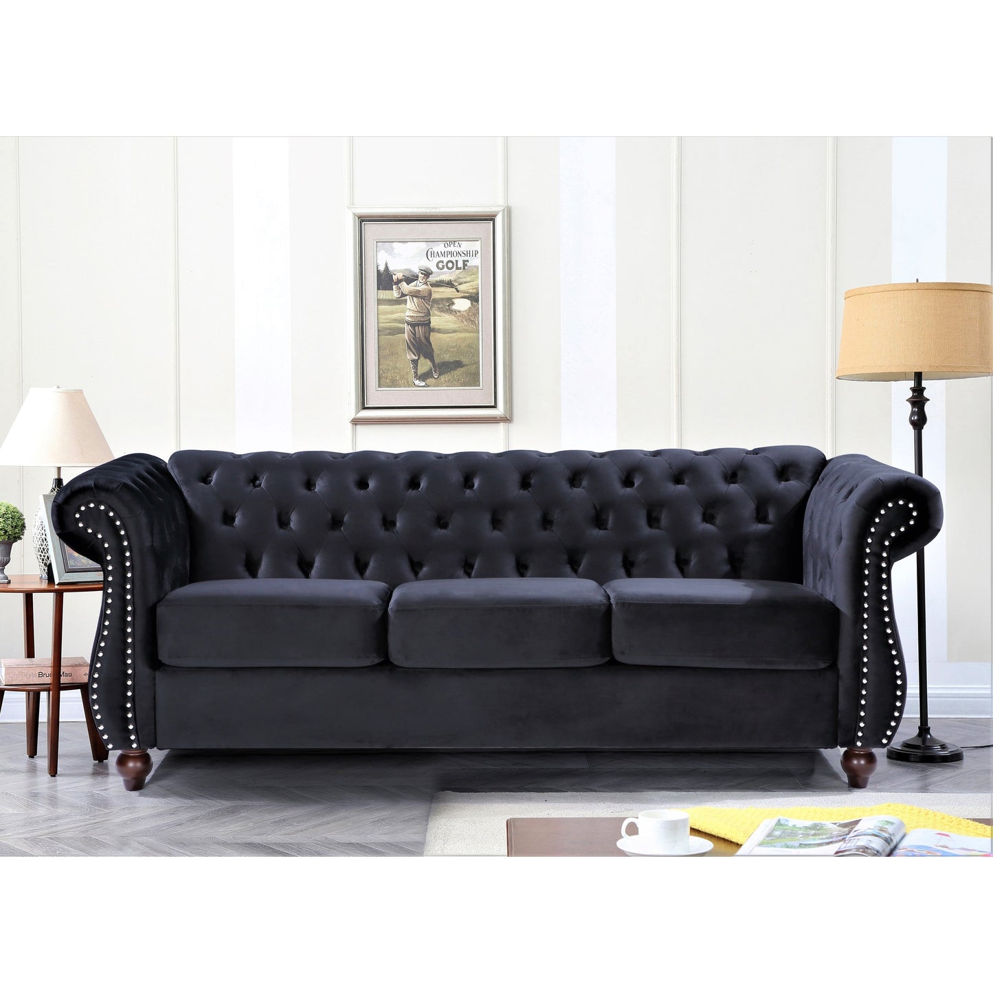 Canapé Chesterfield en velours Kemos
