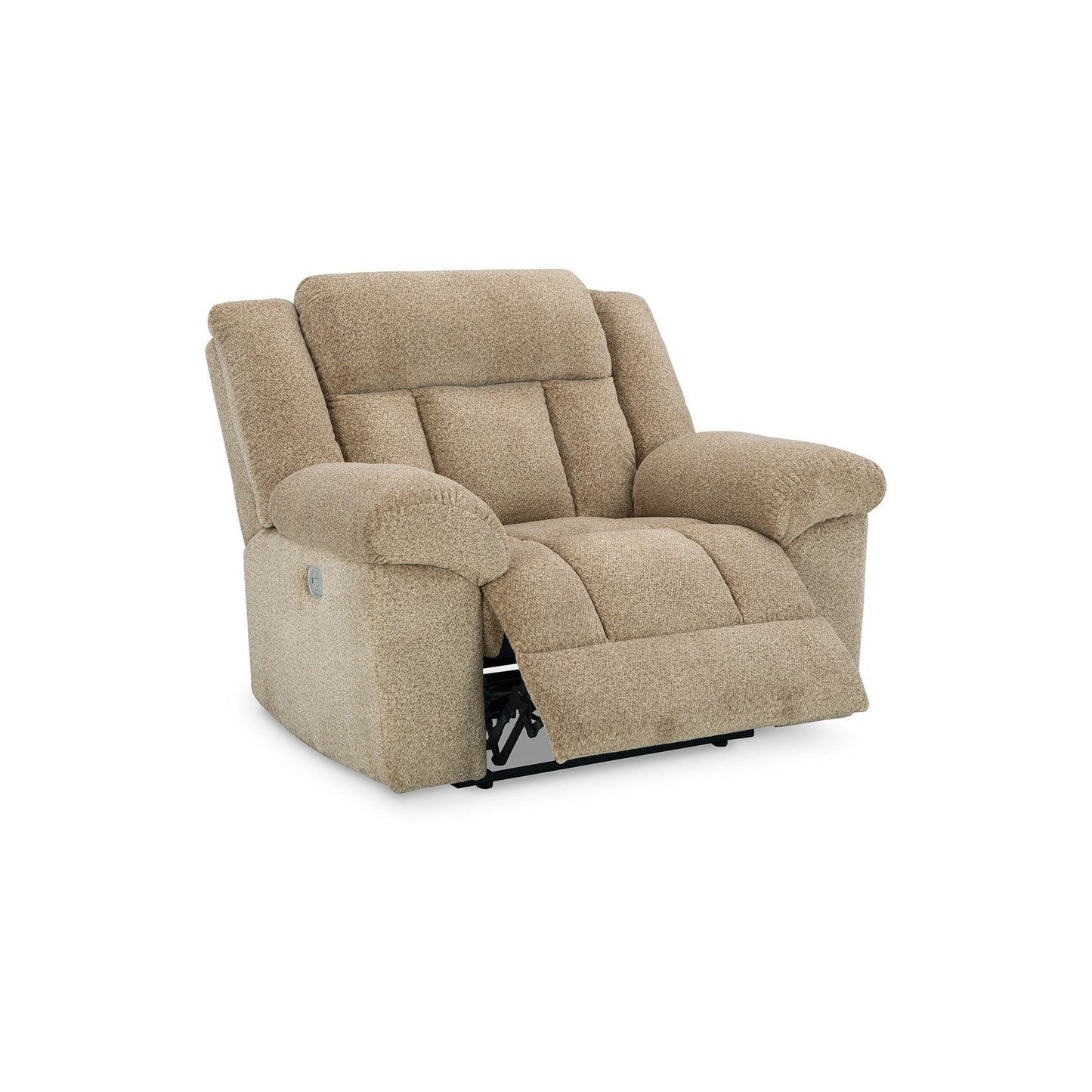 Fauteuil inclinable électrique Kendy, appui-tête réglable, polyester beige marron
