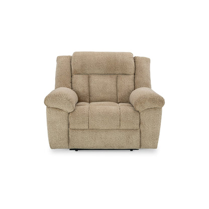 Fauteuil inclinable électrique Kendy, appui-tête réglable, polyester beige marron