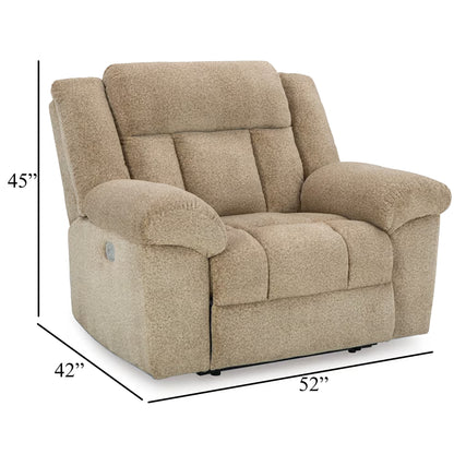 Fauteuil inclinable électrique Kendy, appui-tête réglable, polyester beige marron