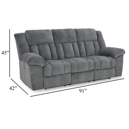 Canapé inclinable électrique Kendy, appui-tête réglable, polyester gris, 231 cm