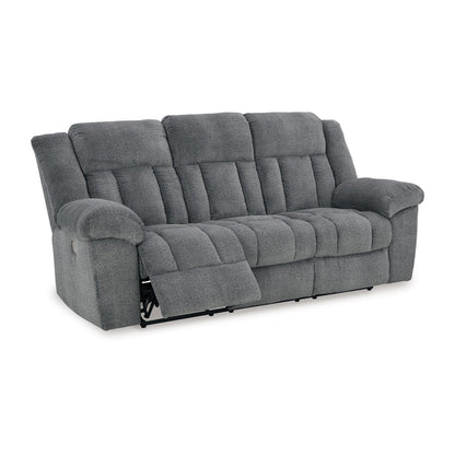 Canapé inclinable électrique Kendy, appui-tête réglable, polyester gris, 231 cm