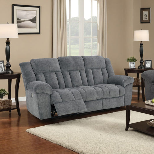 Canapé inclinable électrique Kendy, appui-tête réglable, polyester gris, 231 cm