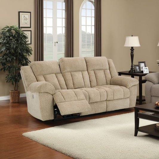 Canapé inclinable électrique Kendy, ports USB, polyester beige marron 91 pouces