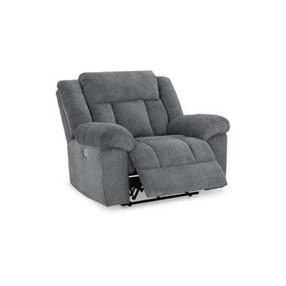 Fauteuil inclinable électrique Kendy avec appui-tête réglable, polyester gris ardoise