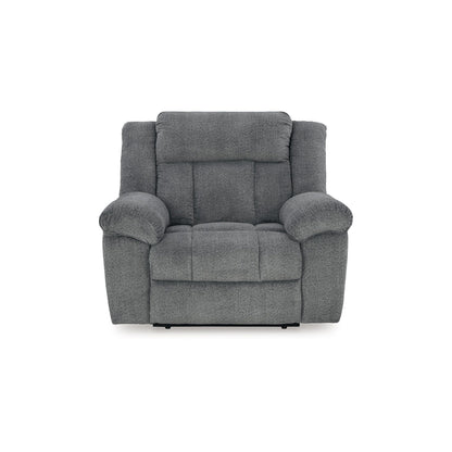 Fauteuil inclinable électrique Kendy avec appui-tête réglable, polyester gris ardoise
