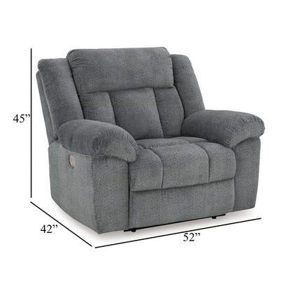 Fauteuil inclinable électrique Kendy avec appui-tête réglable, polyester gris ardoise
