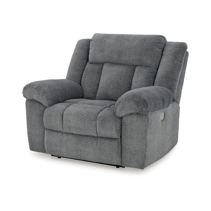 Fauteuil inclinable électrique Kendy avec appui-tête réglable, polyester gris ardoise