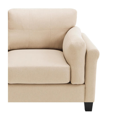 Canapé 3 places capitonné en lin kaki moderne à 79 boutons avec 2 ports USB et pieds carrés en plastique massif