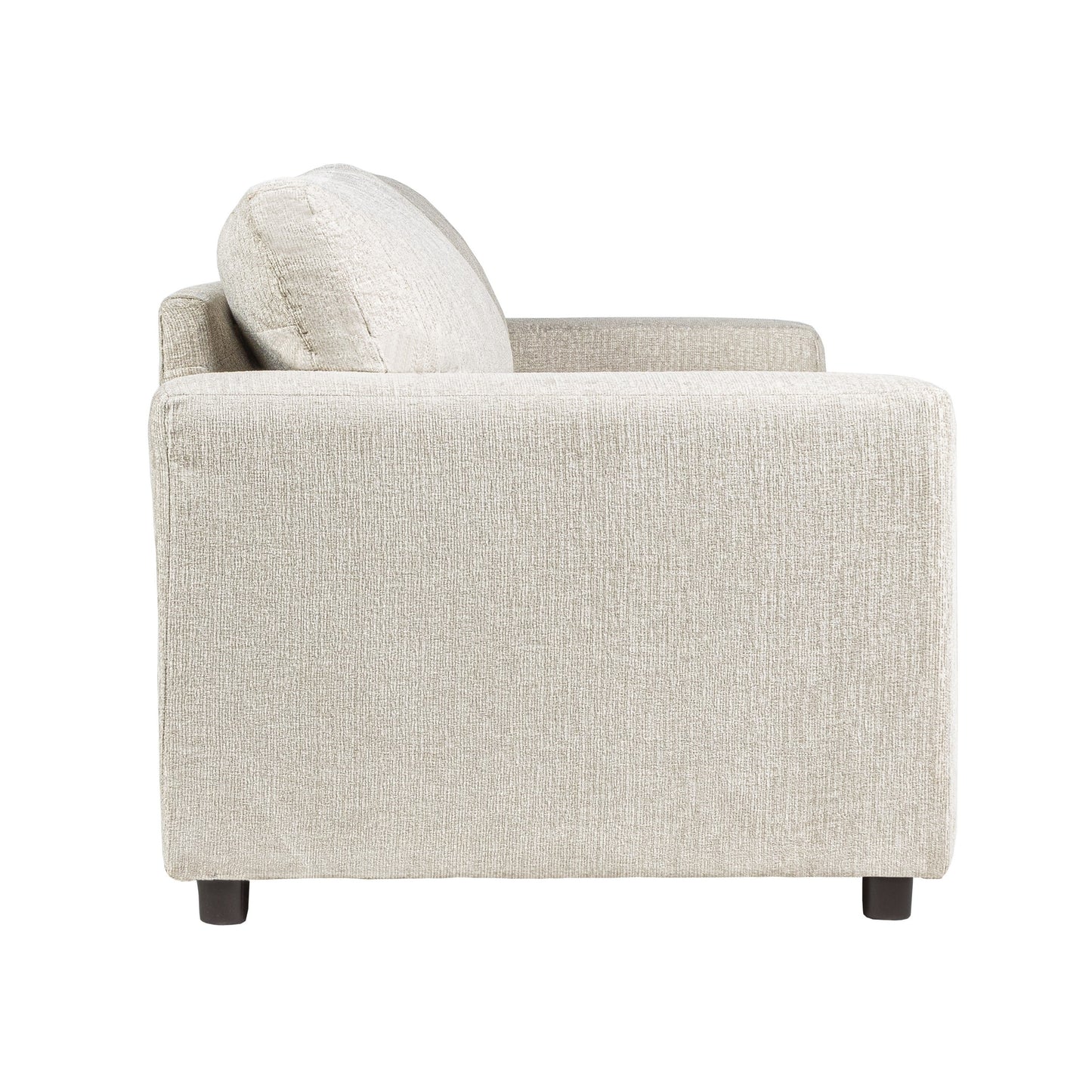 Canapé Kiono, coussins en polyester beige doux, bois massif noir, 85 pouces