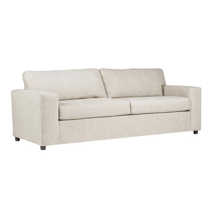 Canapé Kiono, coussins en polyester beige doux, bois massif noir, 85 pouces