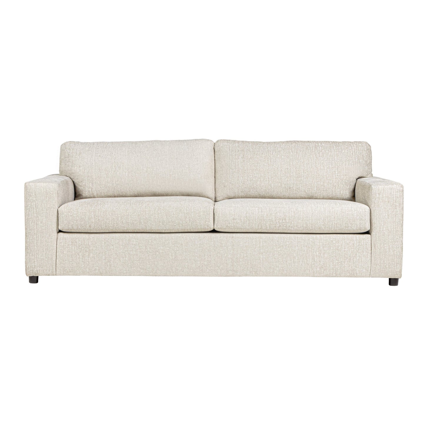 Canapé Kiono, coussins en polyester beige doux, bois massif noir, 85 pouces