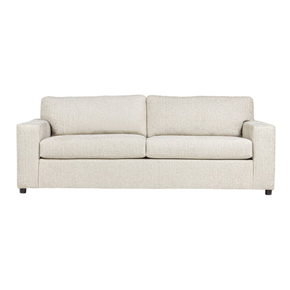 Canapé Kiono, coussins en polyester beige doux, bois massif noir, 85 pouces