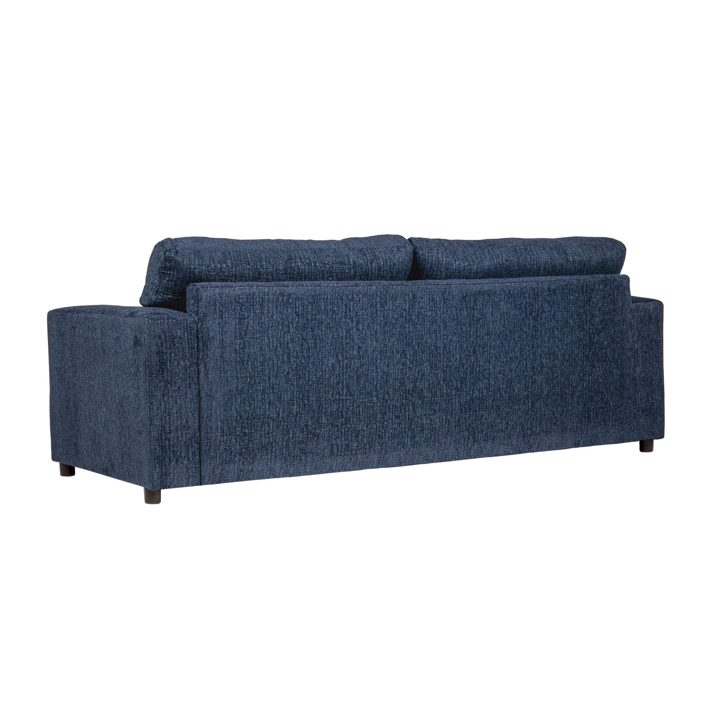 Canapé Kiono, coussins en polyester bleu doux, bois massif noir, 85 pouces