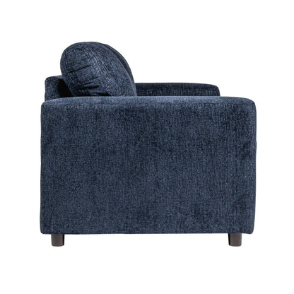 Canapé Kiono, coussins en polyester bleu doux, bois massif noir, 85 pouces