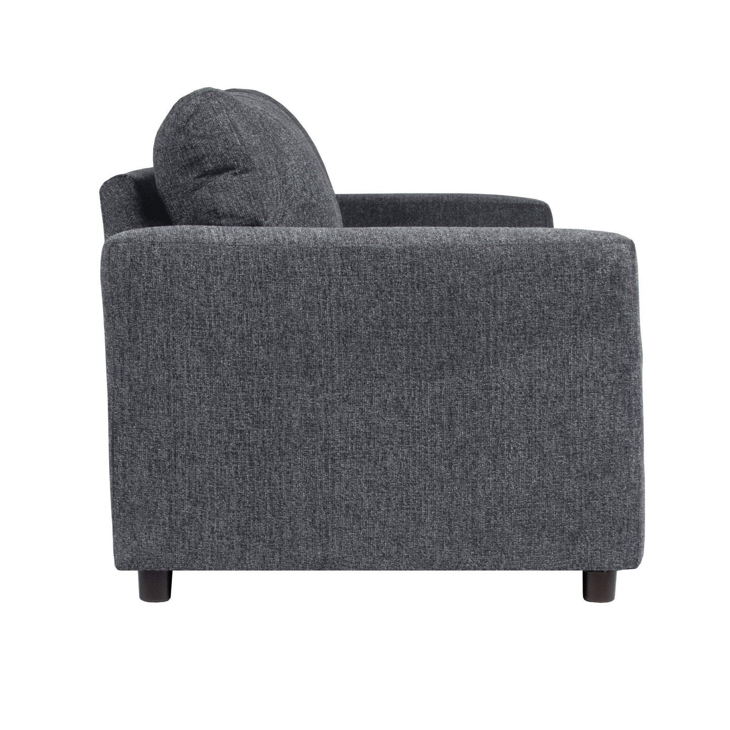 Canapé Kiono, coussins en polyester gris doux, bois massif noir, 85 pouces