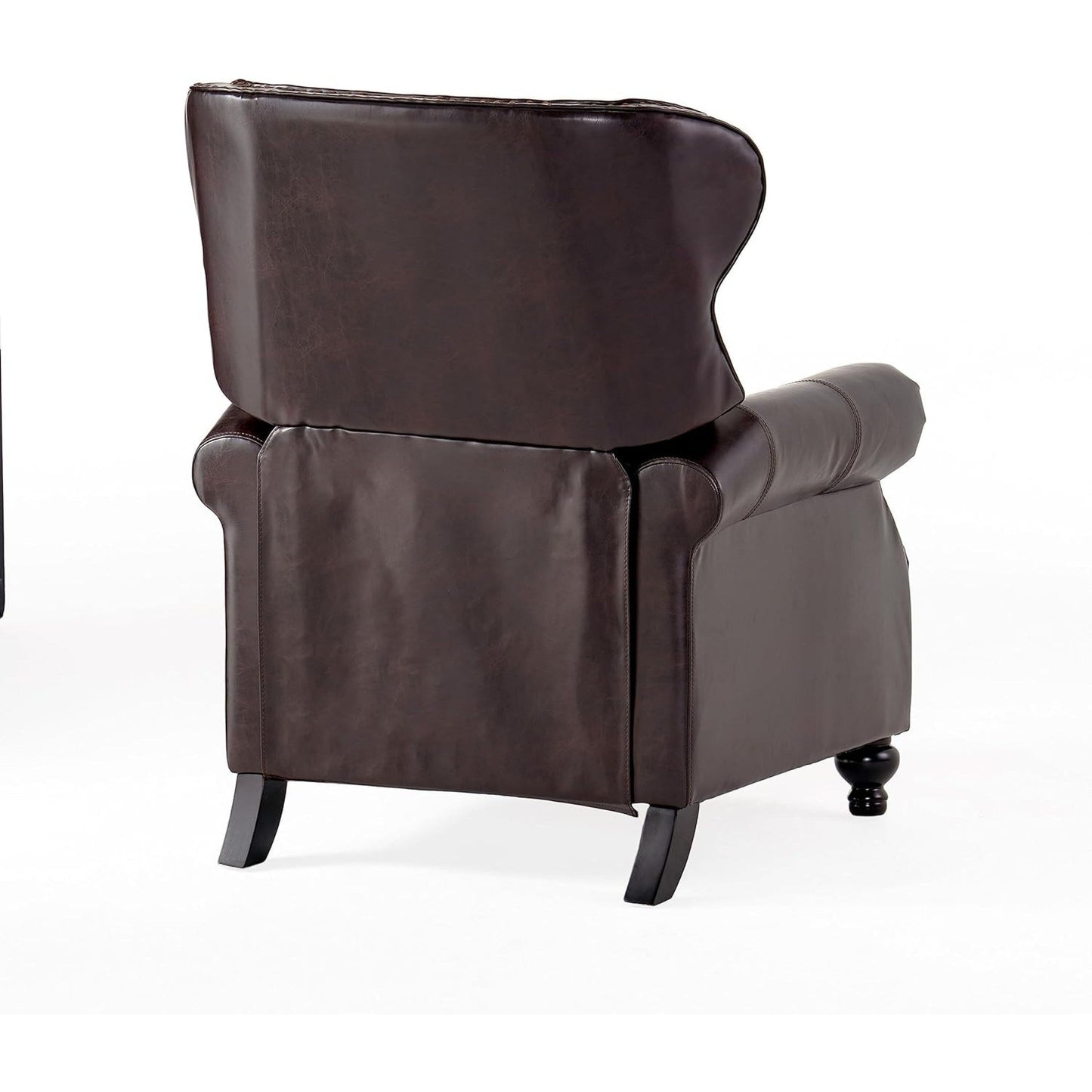 Fauteuil inclinable manuel Kir, dossier capitonné riche, similicuir marron foncé