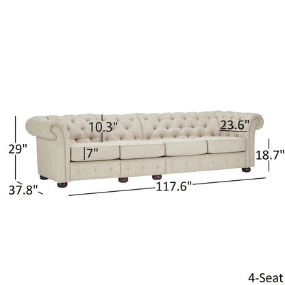 Canapé modulaire Chesterfield capitonné en lin beige Knightsbridge par iNSPIRE Q Artisan