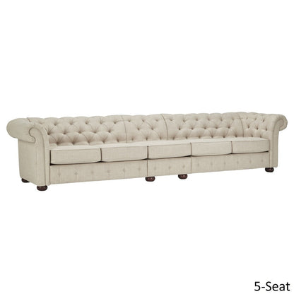 Canapé modulaire Chesterfield capitonné en lin beige Knightsbridge par iNSPIRE Q Artisan
