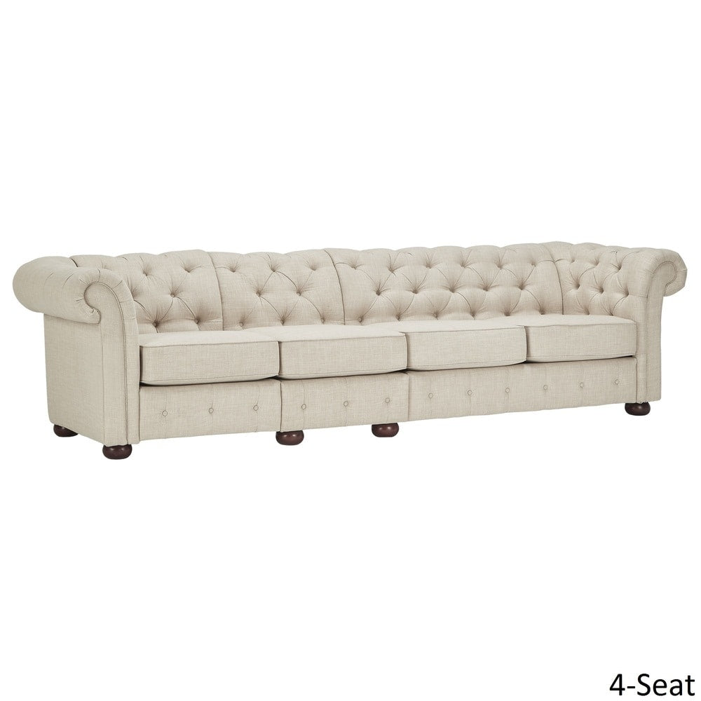 Canapé modulaire Chesterfield capitonné en lin beige Knightsbridge par iNSPIRE Q Artisan