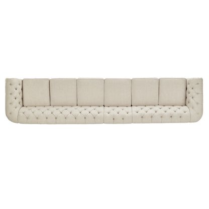 Canapé modulaire Chesterfield capitonné en lin beige Knightsbridge par iNSPIRE Q Artisan