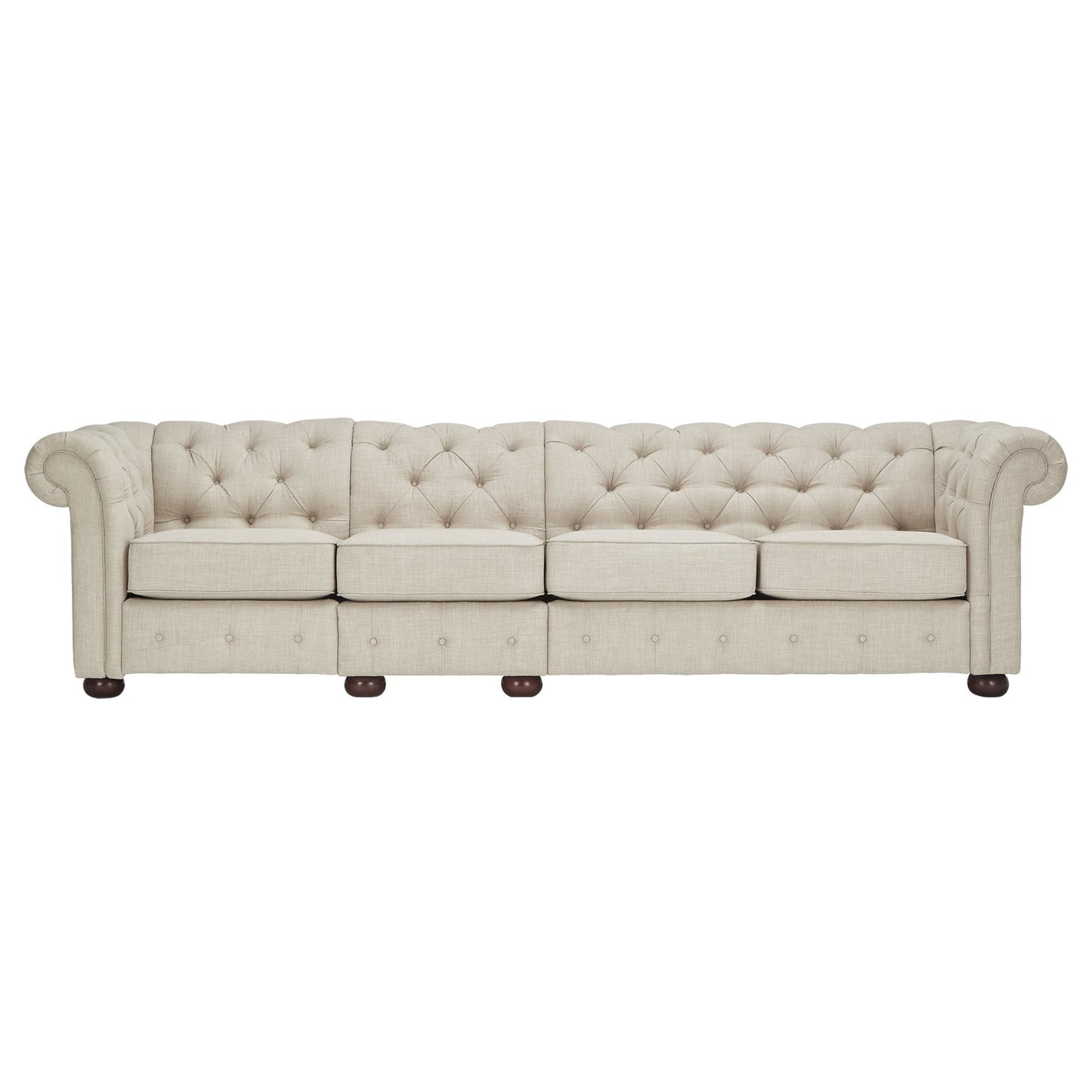 Canapé modulaire Chesterfield capitonné en lin beige Knightsbridge par iNSPIRE Q Artisan