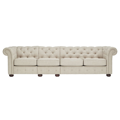 Canapé modulaire Chesterfield capitonné en lin beige Knightsbridge par iNSPIRE Q Artisan