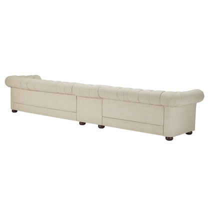 Canapé modulaire Chesterfield capitonné en lin beige Knightsbridge par iNSPIRE Q Artisan