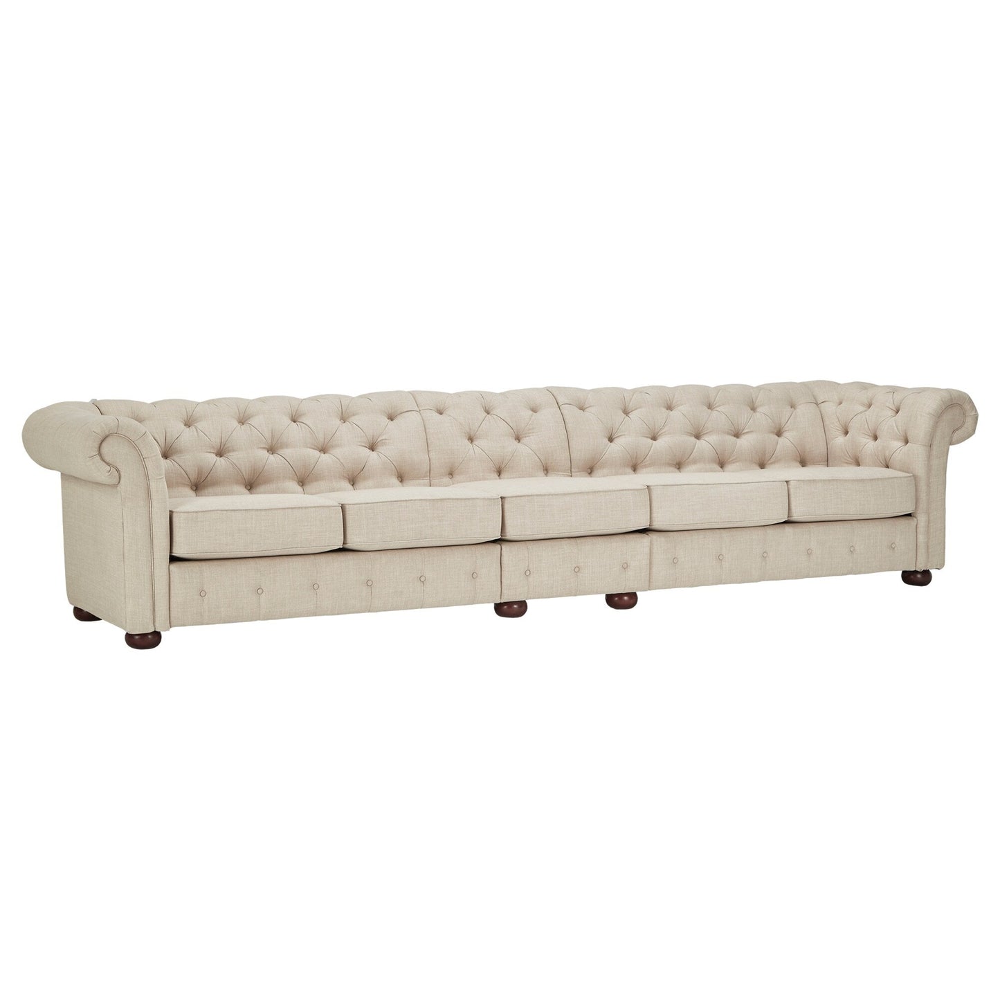 Canapé modulaire Chesterfield capitonné en lin beige Knightsbridge par iNSPIRE Q Artisan