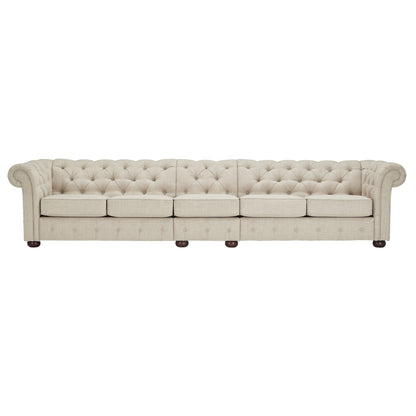 Canapé modulaire Chesterfield capitonné en lin beige Knightsbridge par iNSPIRE Q Artisan