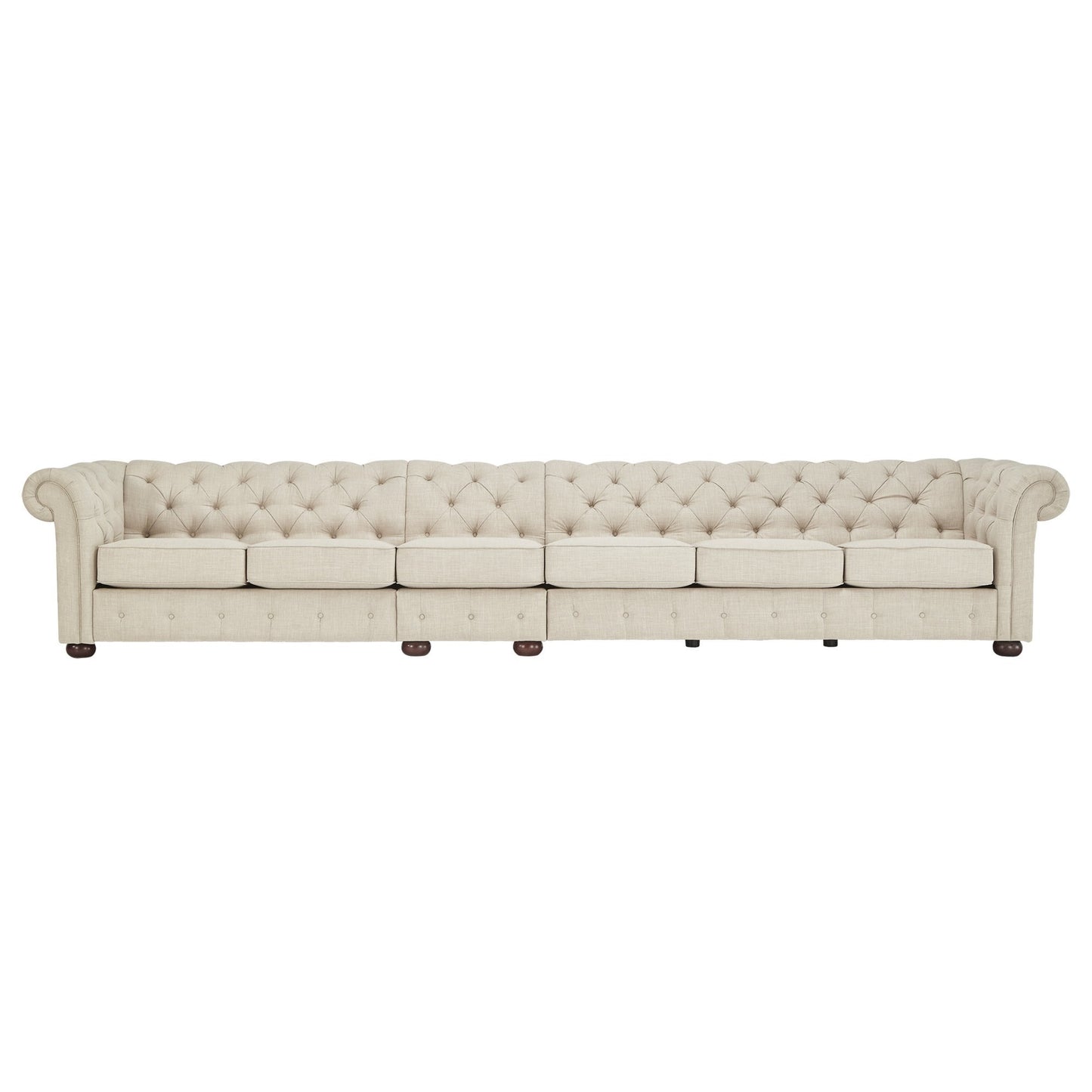 Canapé modulaire Chesterfield capitonné en lin beige Knightsbridge par iNSPIRE Q Artisan