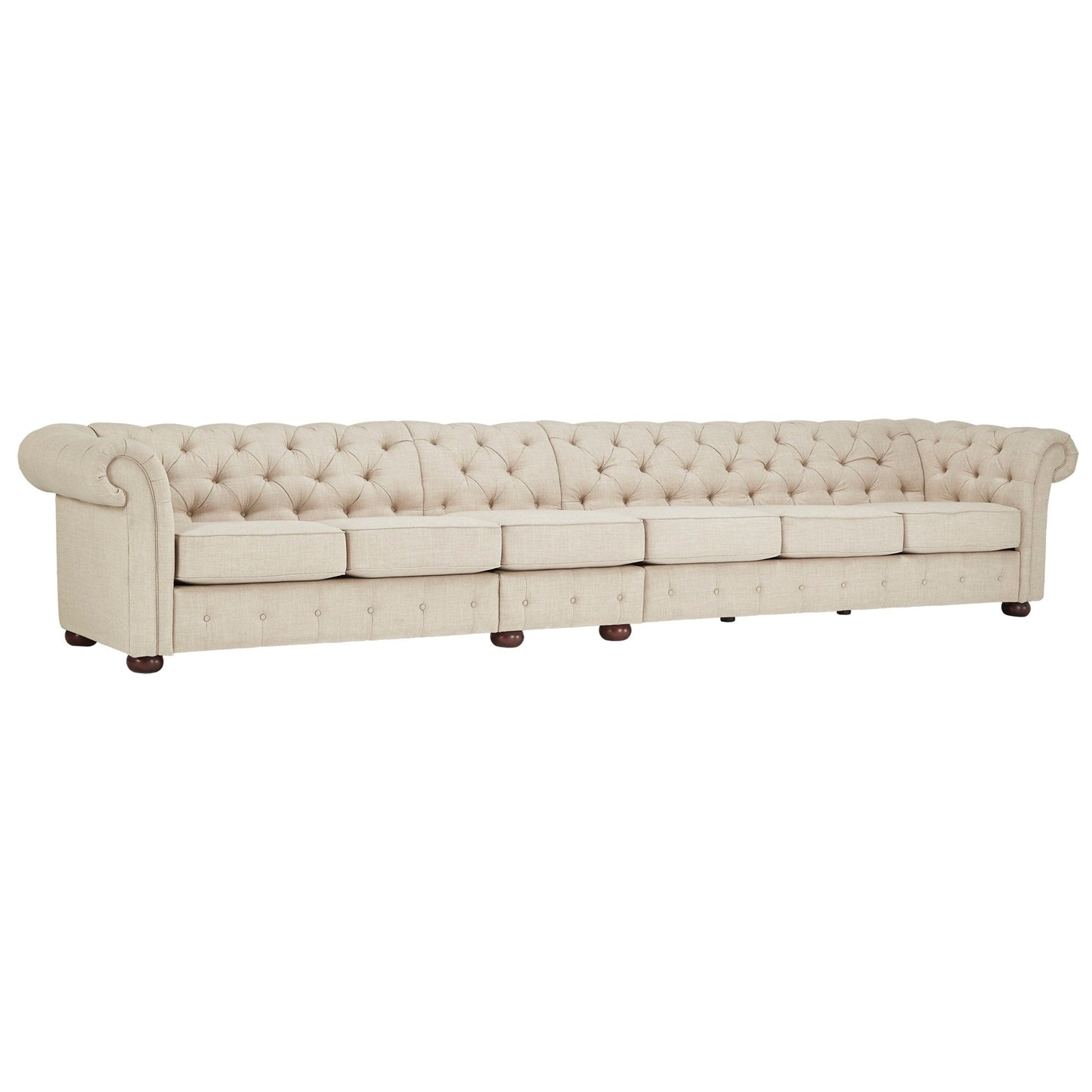 Canapé modulaire Chesterfield capitonné en lin beige Knightsbridge par iNSPIRE Q Artisan