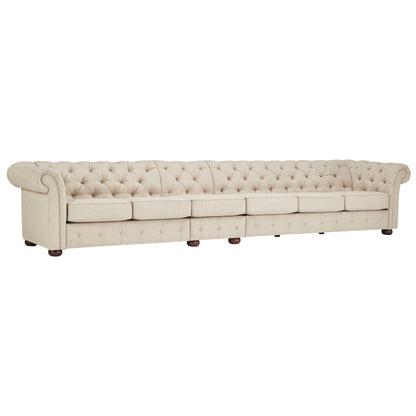 Canapé modulaire Chesterfield capitonné en lin beige Knightsbridge par iNSPIRE Q Artisan