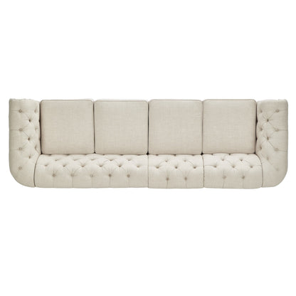 Canapé modulaire Chesterfield capitonné en lin beige Knightsbridge par iNSPIRE Q Artisan