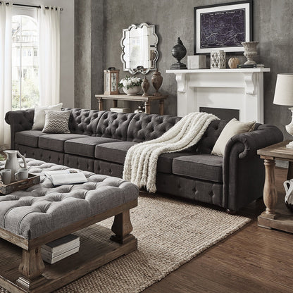 Canapé Chesterfield extra long gris Knightsbridge par iNSPIRE Q Artisan