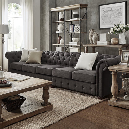 Canapé Chesterfield extra long gris Knightsbridge par iNSPIRE Q Artisan