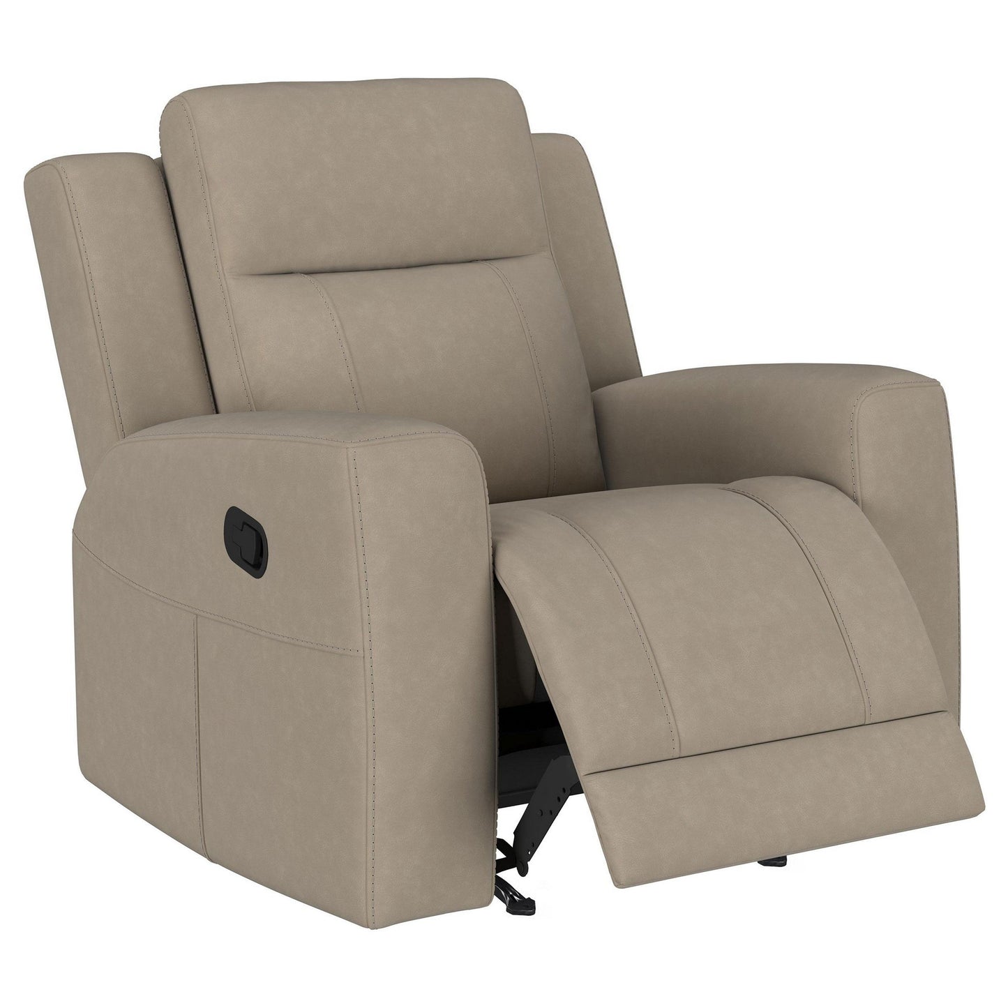 Fauteuil inclinable manuel Krio, 94 cm, similicuir marron taupe moderne
