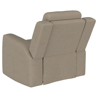 Fauteuil inclinable manuel Krio, 94 cm, similicuir marron taupe moderne
