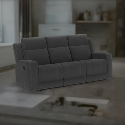 Canapé inclinable manuel Krio, 80 pouces, similicuir gris anthracite moderne