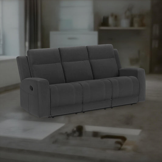 Canapé inclinable manuel Krio, 80 pouces, similicuir gris anthracite moderne