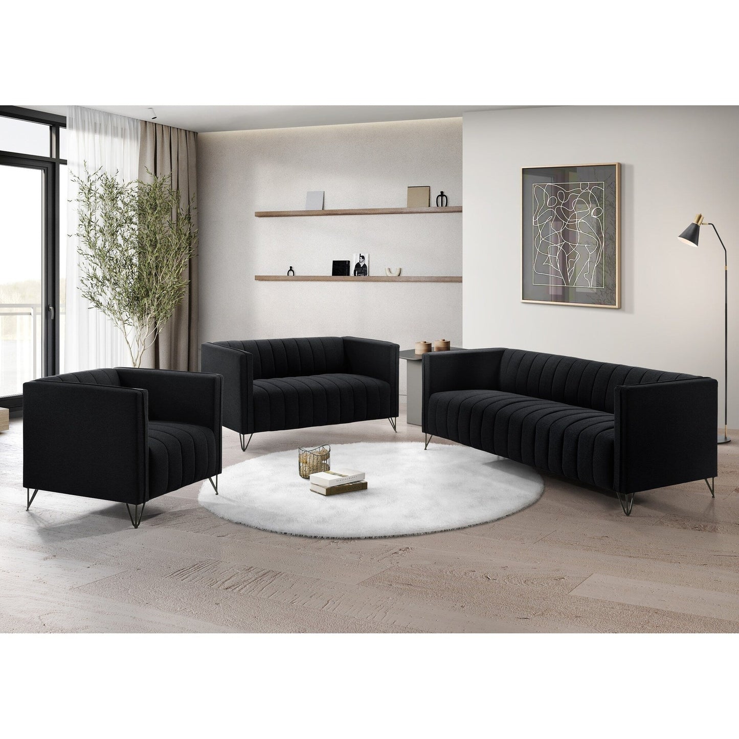 Ensemble de salon à accoudoirs carrés Clayfell Kurtis