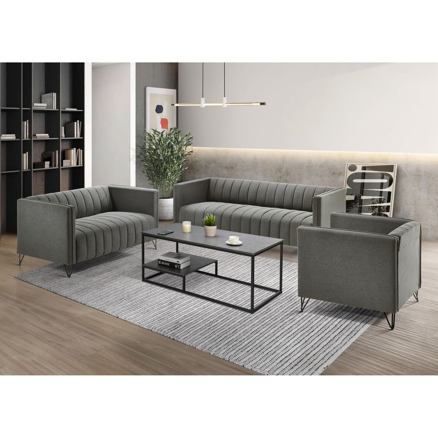 Ensemble de salon à accoudoirs carrés Clayfell Kurtis