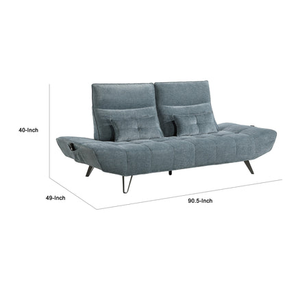 Canapé inclinable électrique à profondeur réglable Kyan, 2 coussins, chenille bleue