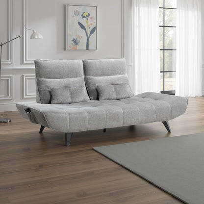 Canapé inclinable électrique à profondeur réglable Kyan, 2 coussins, chenille grise