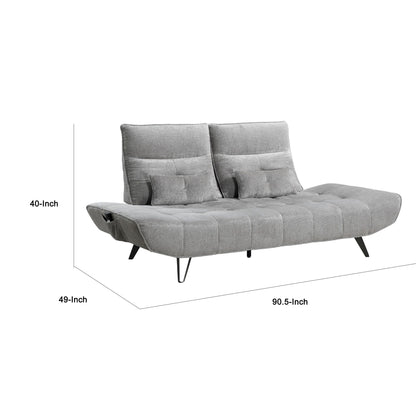 Canapé inclinable électrique à profondeur réglable Kyan, 2 coussins, chenille grise