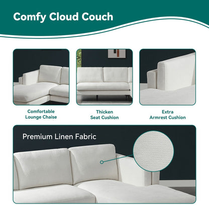 Canapé modulable en L avec un design réversible et un coffre décoratif en bois intégré