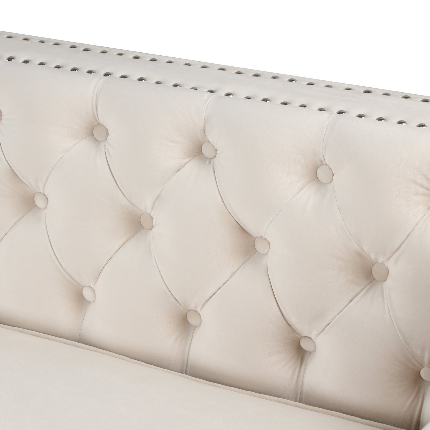 Canapé sectionnel capitonné en velours pour salon