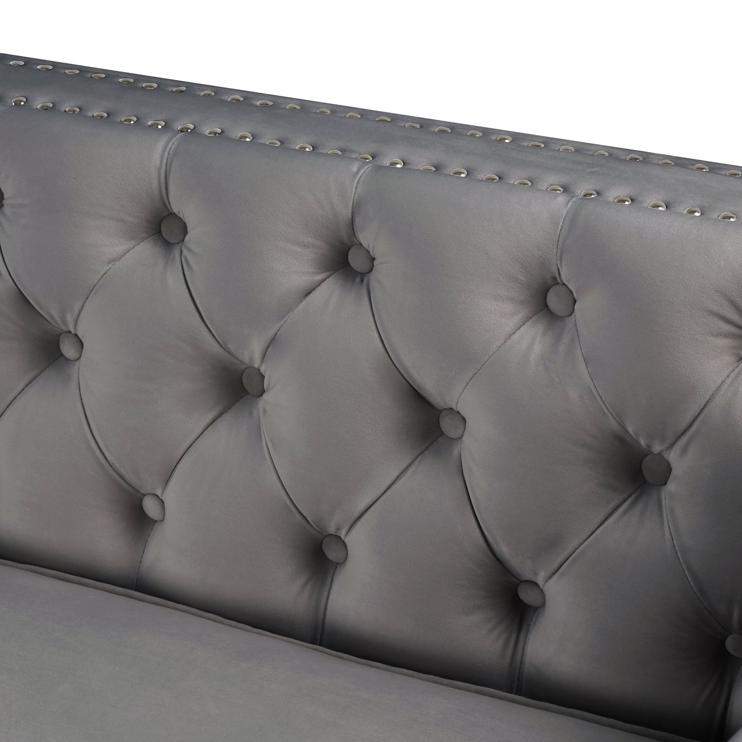 Canapé sectionnel capitonné en velours pour salon