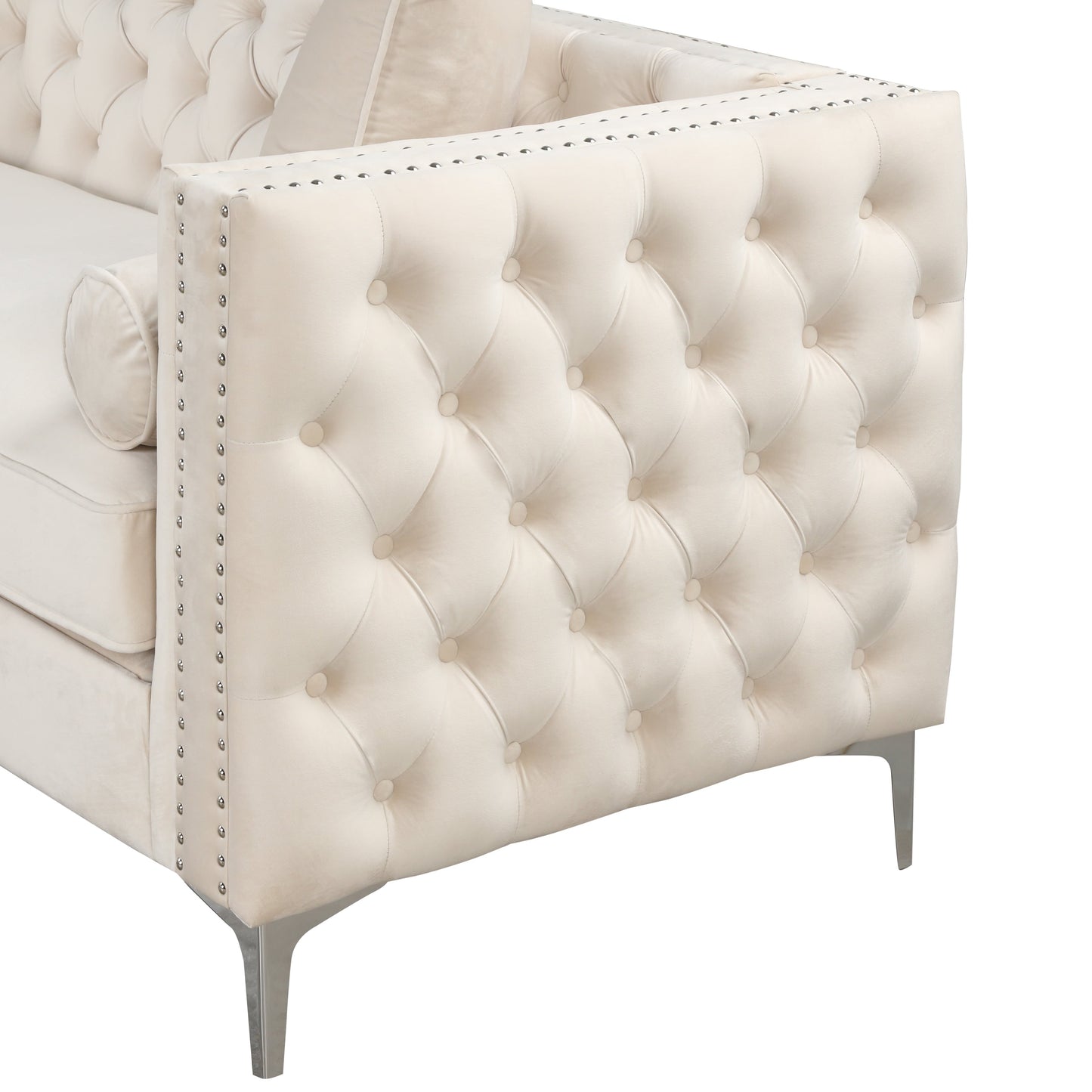 Canapé sectionnel capitonné en velours pour salon